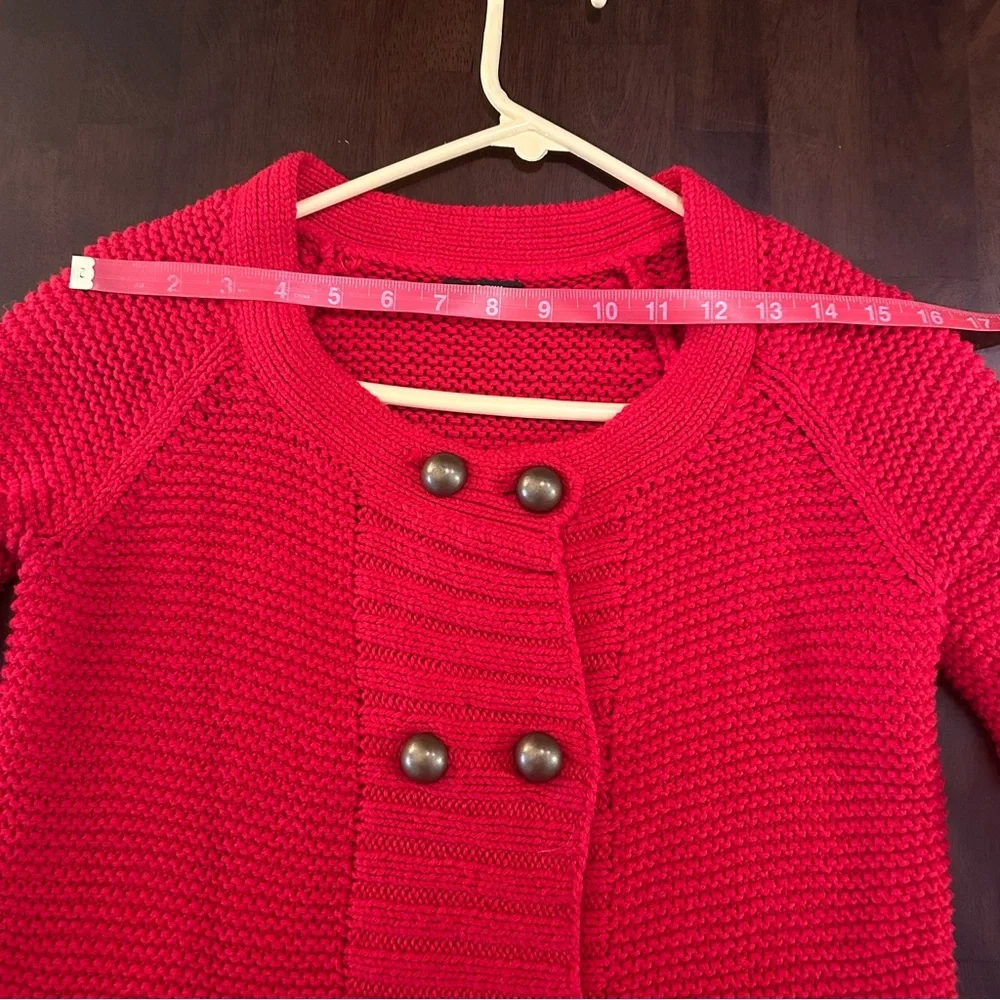 J. Crew Handknit Red Double Breasted Cardigan Chunky Sweater Women’s Size S